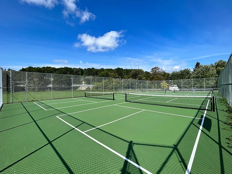 Free pickleball, tennis, basketball, and playground across the street!