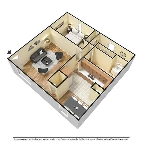 Floor plan 2 Bed 1 Bath