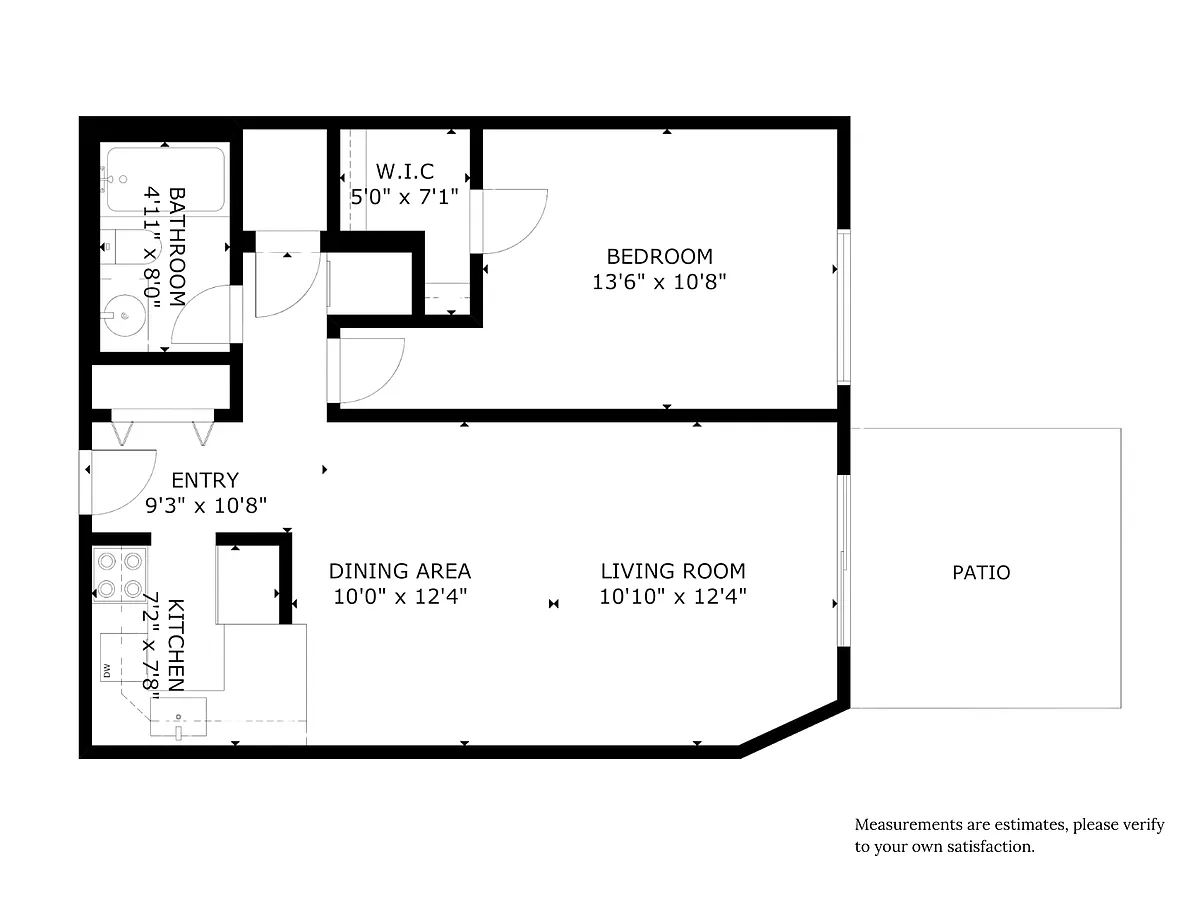 Floor plan 1 Bed with Dark Finish