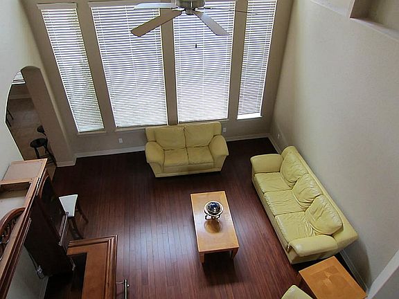 High ceilings and nice view of pool