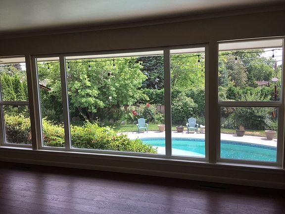 Sunlit Living Room pool view