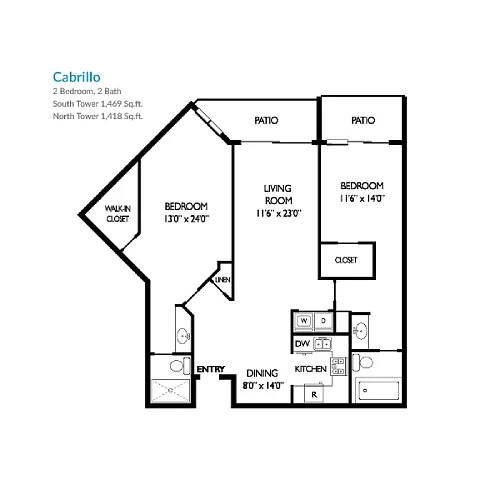 Floor plan South Tower Cabrillo