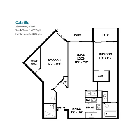 Floor plan South Tower Cabrillo