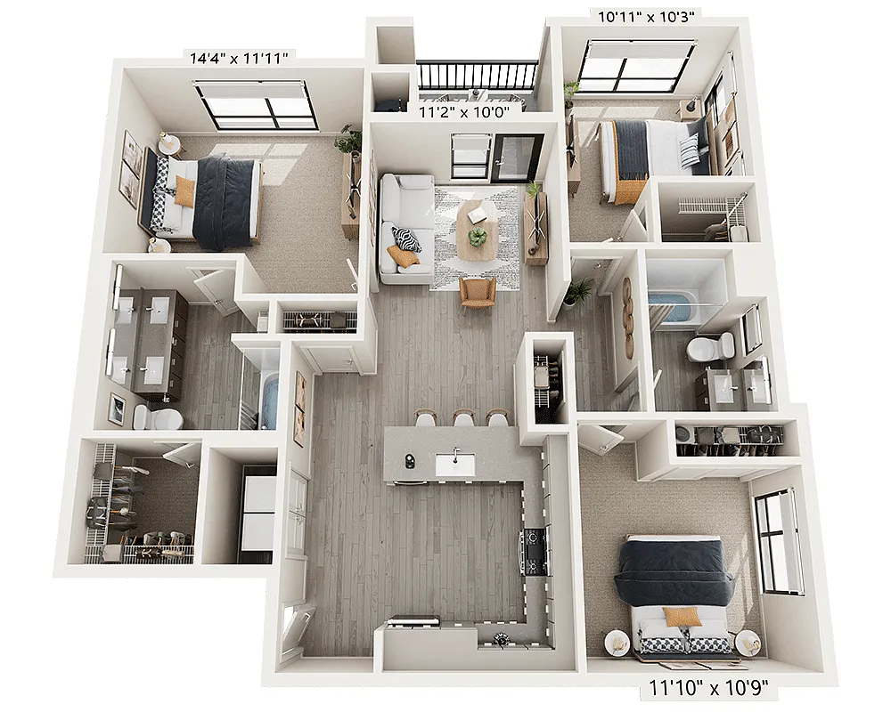 Floor plan Three Bedroom C2A