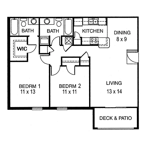 Floor plan 2 Bedroom, 2 Bathroom