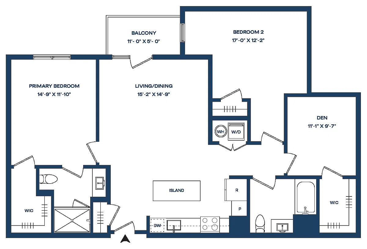 Floor plan 2 Bed/2 Bath Den-B5-B Smyth