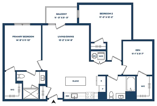 Floor plan 2 Bed/2 Bath Den-B5-B Smyth