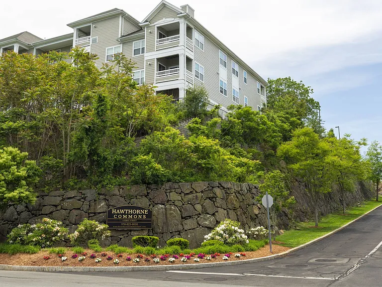 Landscaped entry to community