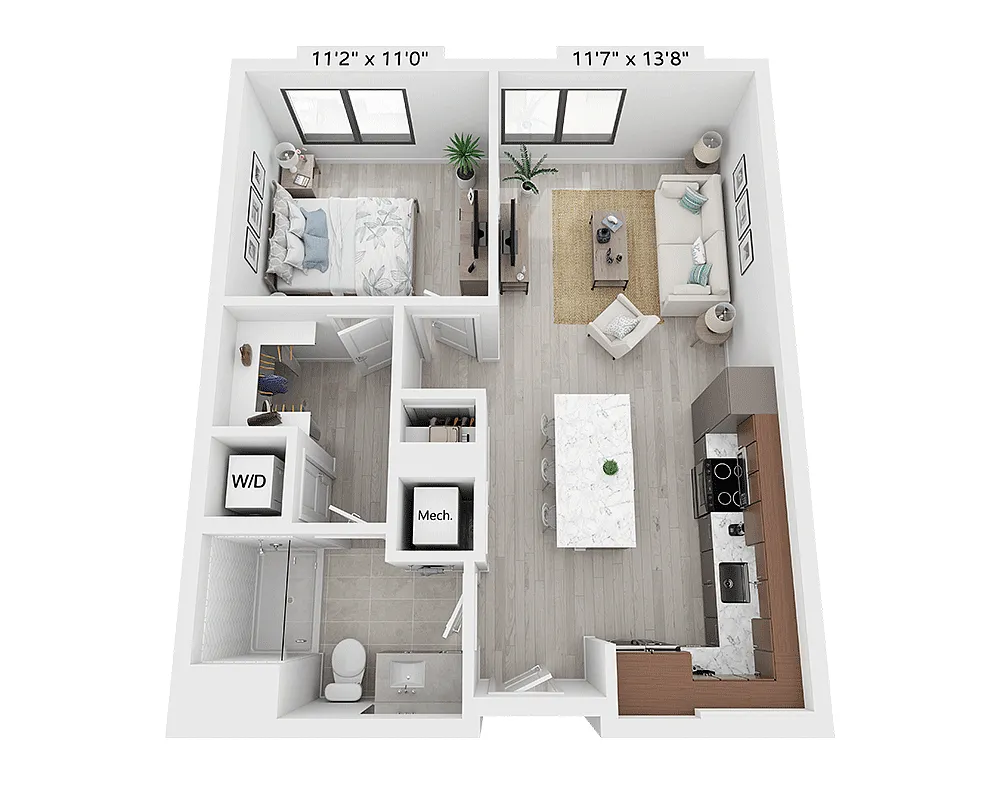 Floor plan One Bedroom - A1K