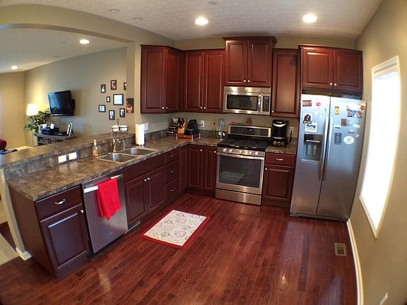 Kitchen with hardwood.