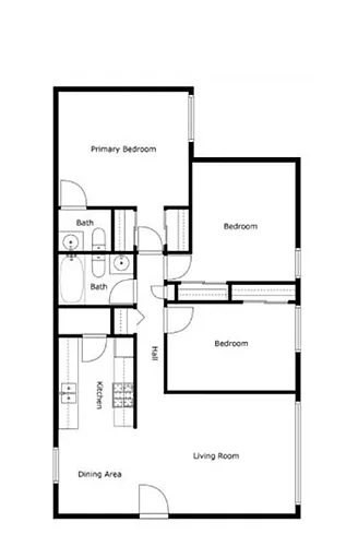 Floor plan 2 Bedroom 1 Bathroom
