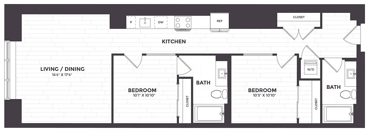 Floor plan 2 Bed/2 Bath JR-01