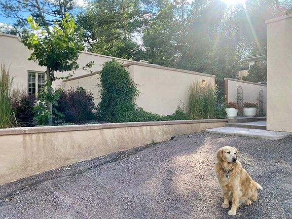 Courtyard entrance with Golden Retriever welcoming committee