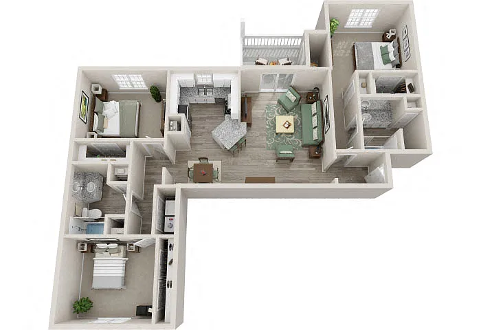 Floor plan Three Bedroom Two Bath Renovated