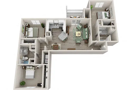 Floor plan Three Bedroom Two Bath Renovated