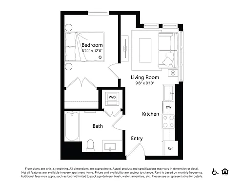 Floor plan B1B3.2 - 1 Bed 1 Bath