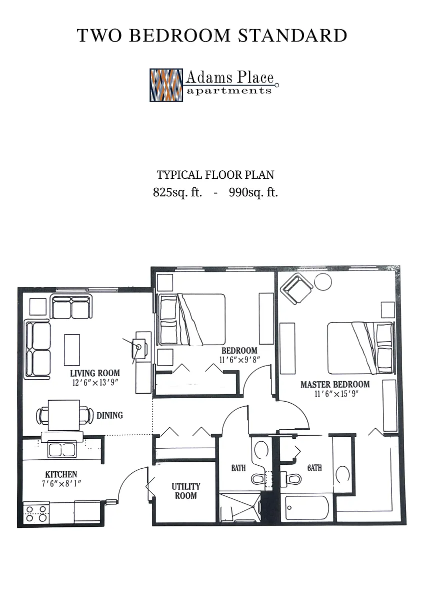 Floor plan Two Bedroom Standard