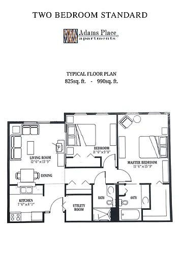 Floor plan Two Bedroom Standard