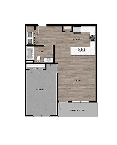 Floor plan Pine 1-Bedroom Flat