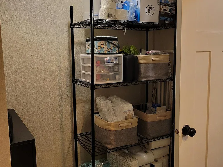 Here is the picture of the 'bump out' area in the bathroom that is a great place for storage!