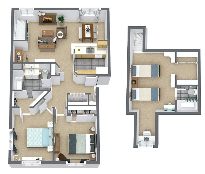 Floor plan 3 Bedroom 2 Baths