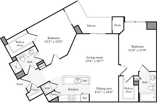 Floor plan 2 Bedrooms E