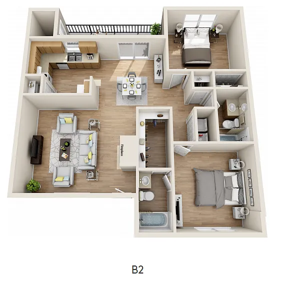 Floor plan 2 Bedroom 2 Bathroom