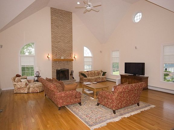 Stunning Family Room with Stone Fireplace