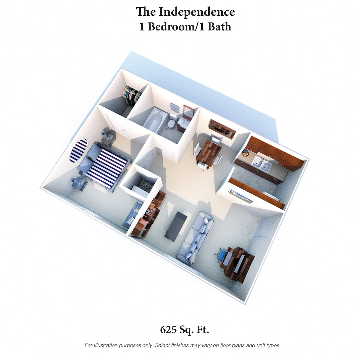 Floor plan The Independence: 1 Bed, 1 Bath