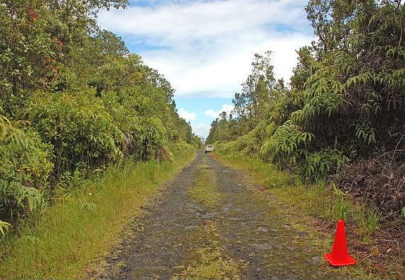 Looking down Makoa Road to Ala Naulani Road from right corner of parcel.