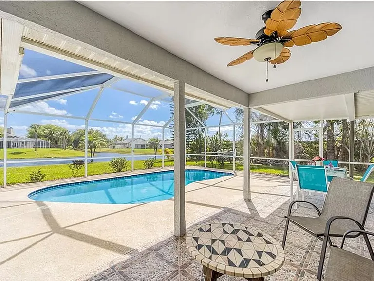 pool with sitting area