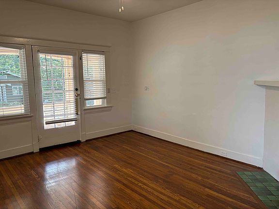 View of the front door from the living room.