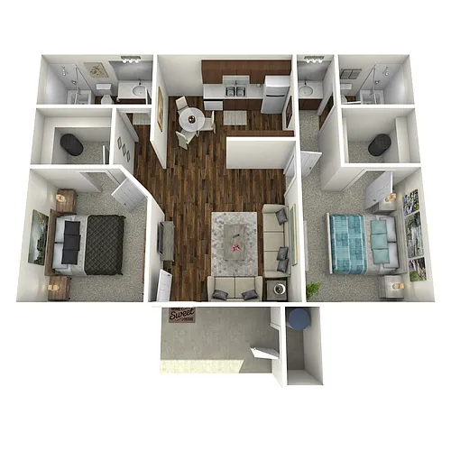 Floor plan 2 Bedroom 2 Bath