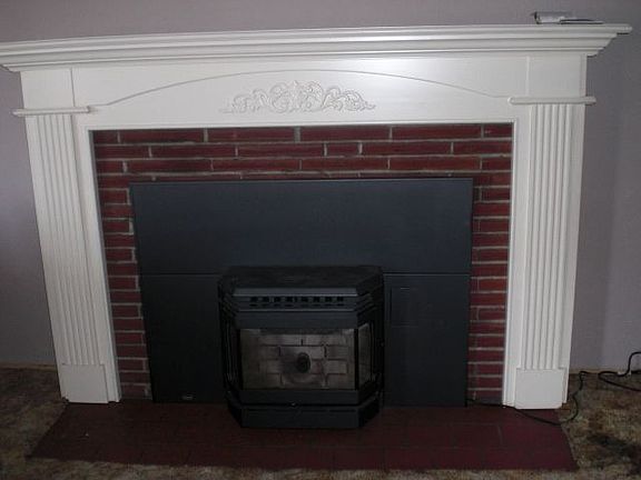Handsome Mantel from Wiggins Woodworking & Pellet Stove w/FP Insert