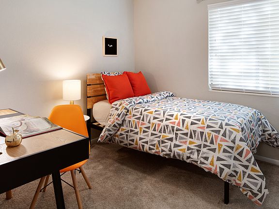Clover Creek Apartments Model Bedroom and Desk