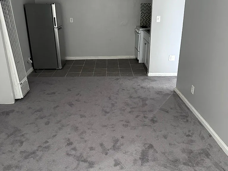 Living room leading into kitchen space.