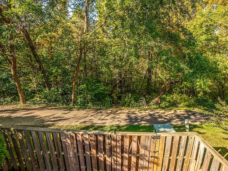 Walking path and woods behind the house.