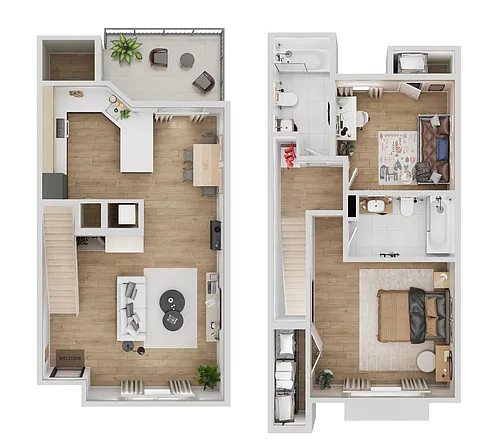 Floor plan 2 Bedroom, 2 Bathroom Plan D