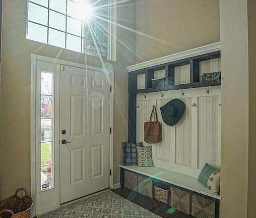 Front entry with glowing sunlight