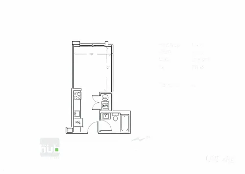 Floor plan Studio 1 Bath