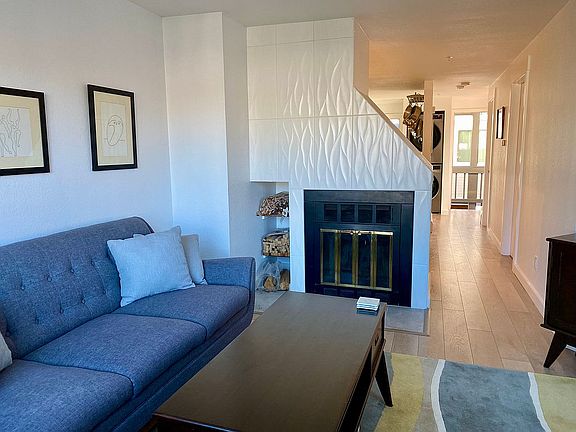wood-burning fireplace.