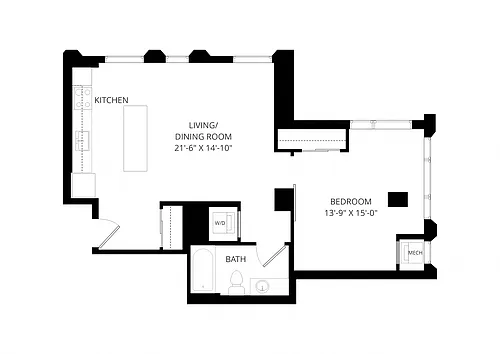 Floor plan One Bedroom - a01