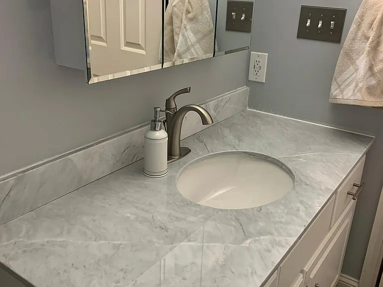 Michael Angelo marble countertop master bedroom, first floor.