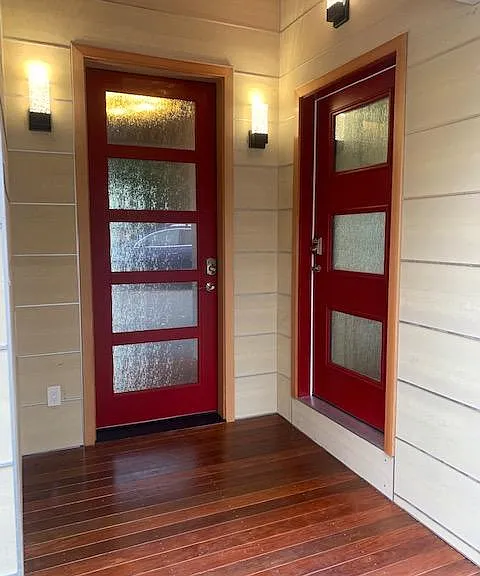 Separate Front Entry to right, One Step Up