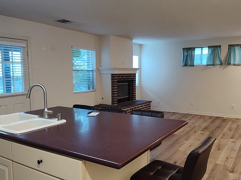 view from kitchen to living room