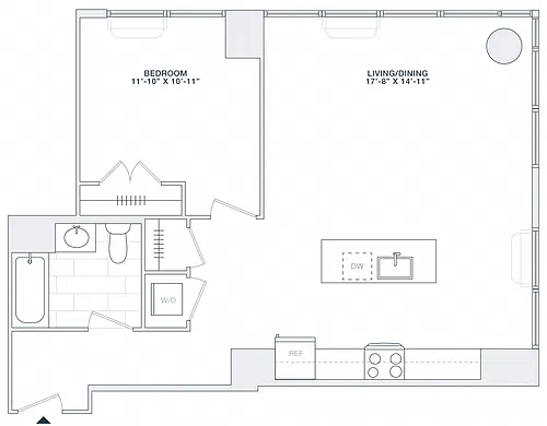 Floor plan 1 BED 1 BATH 815 RSF