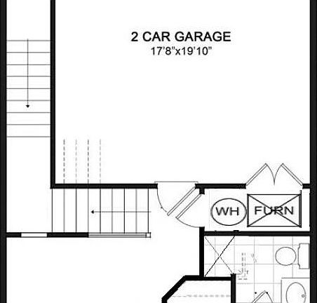Ground level. Entrance either the front door or through the garage.