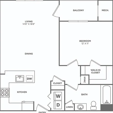 One Bedroom One Bath (736 SF) One Bedroom One Bath (736 SF)