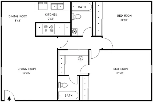 Floor plan Two Bedroom