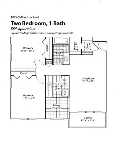 Floor plan 2 Bedroom 1 Bath med